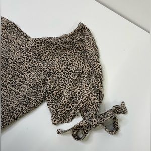 American Eagle - Tan leopard off the shoulder mid-length dress size XL